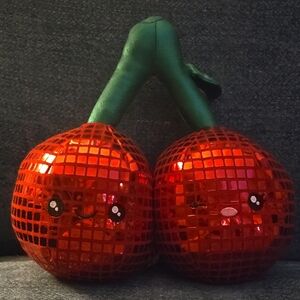 Weighted Red Cherry Disco Ball Plush By Pink Sky, 3lbs